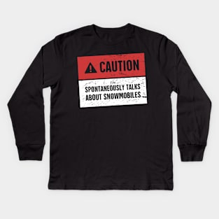 Caution - Funny Snowmobile Design Kids Long Sleeve T-Shirt